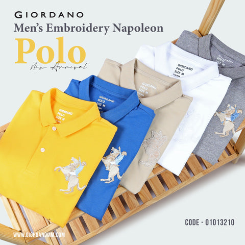 Men's Pique Slim Fit Embroidery Napoleon Polo