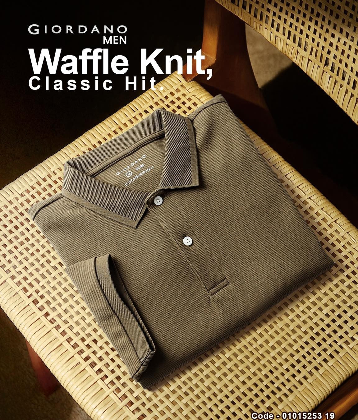 Men's Cotton Blend Waffle Knit Solid Polo