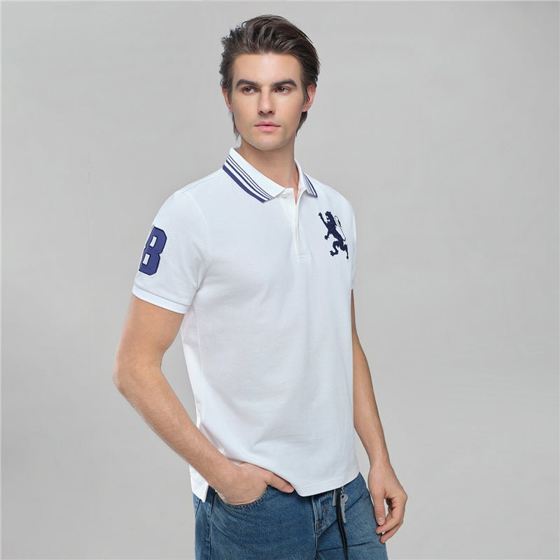 Men’s Cotton Slim Polo with 3D Lion Embroidery