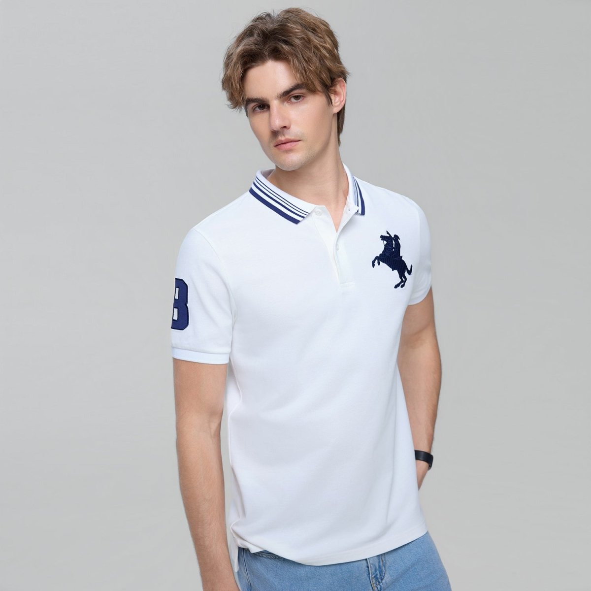 Men's Slim Cotton Lycra Napoleon Polo