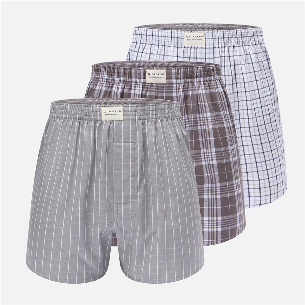 Men's Regular Fit Cotton Poplin Boxers 3-Pack