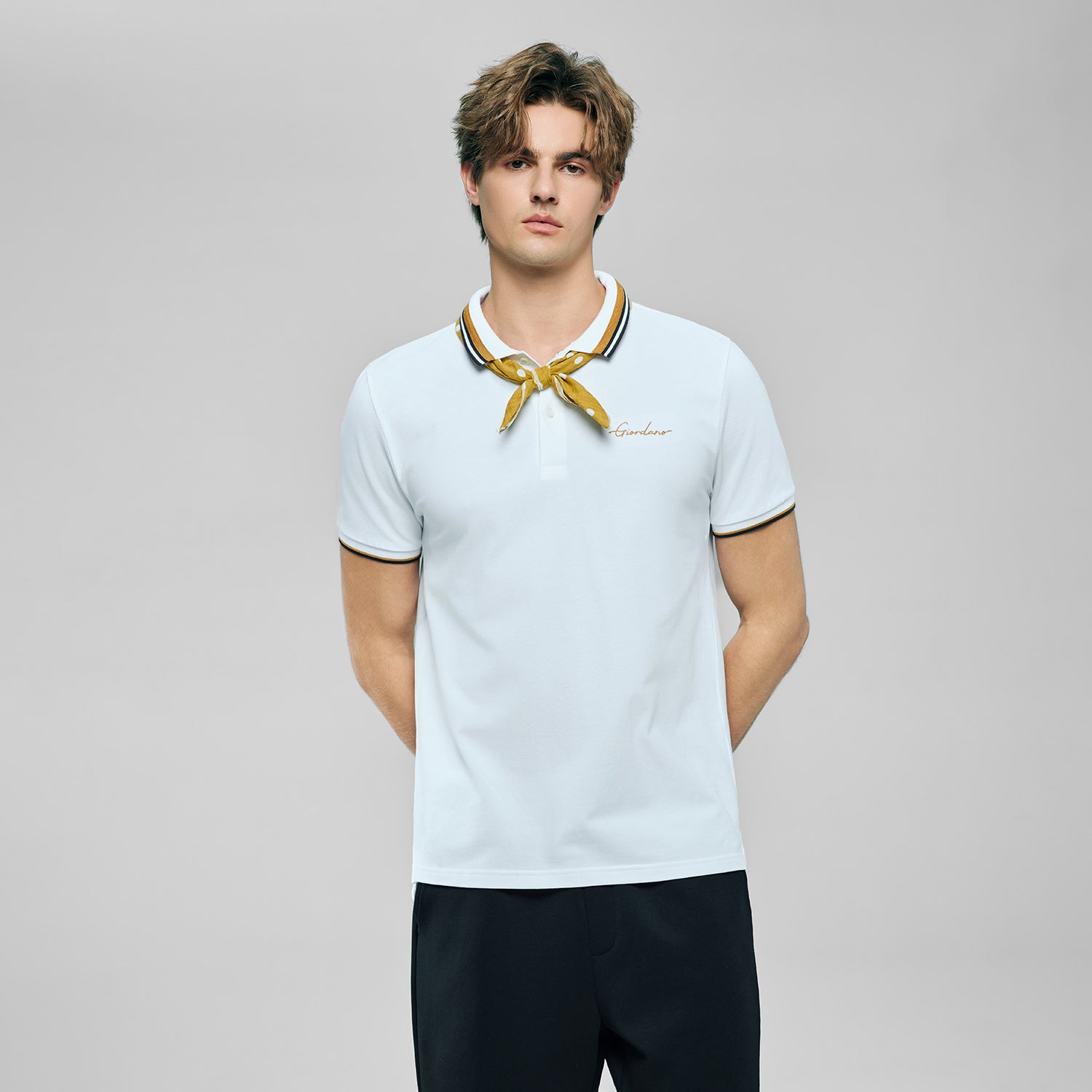 Men’S Slim Pique Polo With Contrast Collar & Signature Embroidery