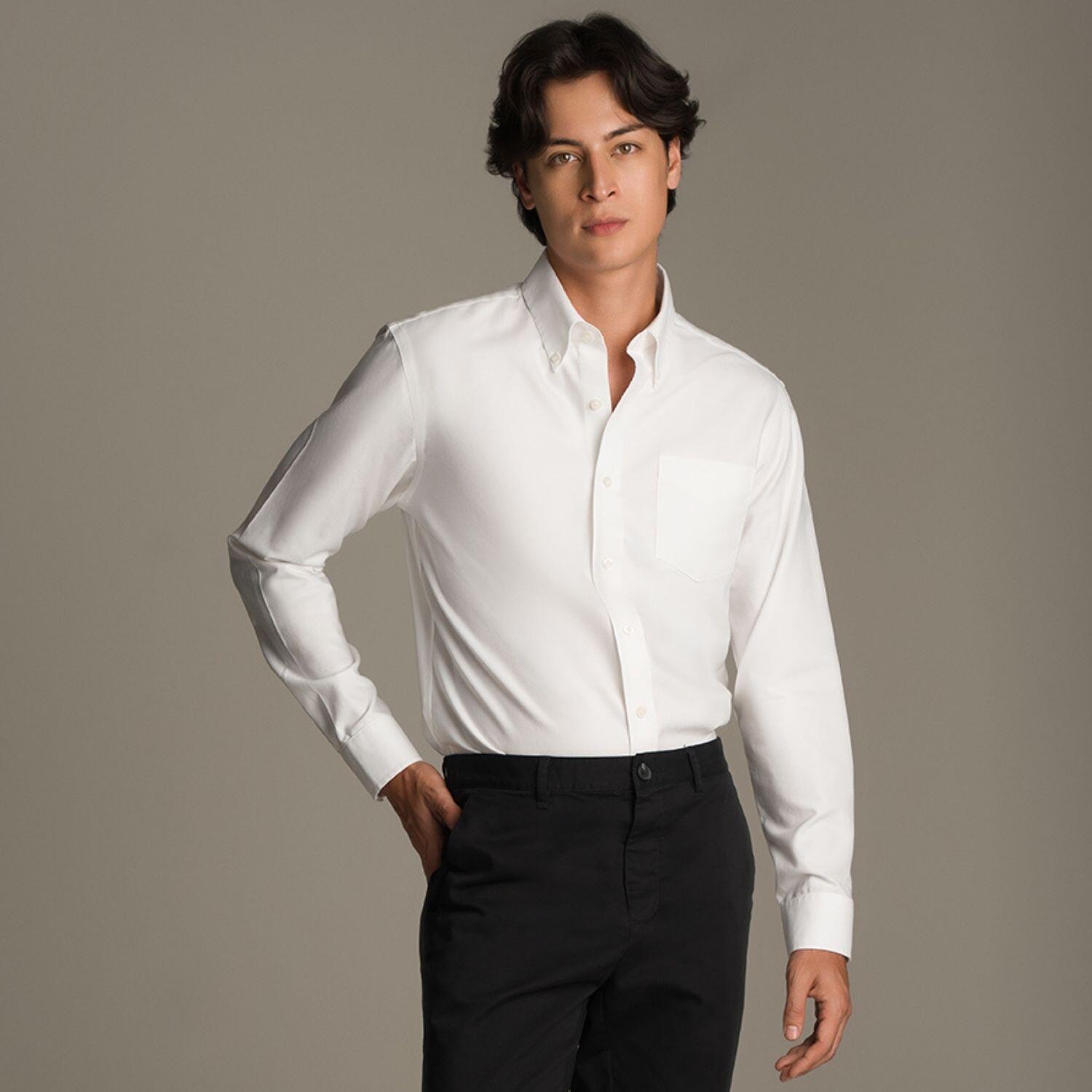 Men's Wrinkle-Free Cotton Oxford Long Sleeve Shirt
