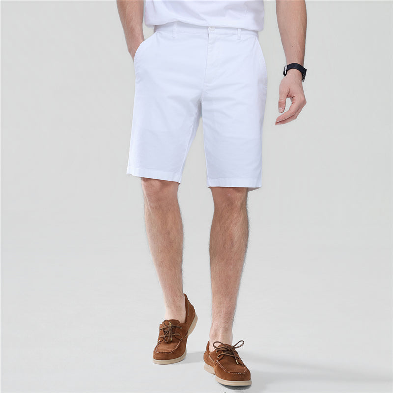 Men's Slim Twill Bermuda Shorts With Stretch Waist