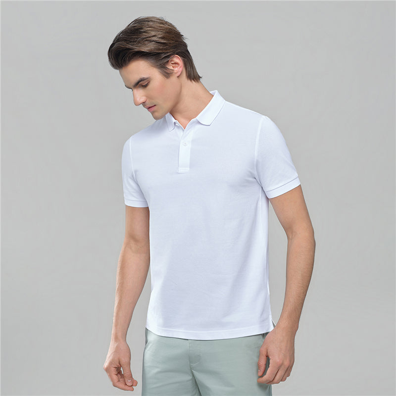 Men’s Slim Solid Pique Cotton Lycra Polo with Flat Knit Collar & Soft Finish