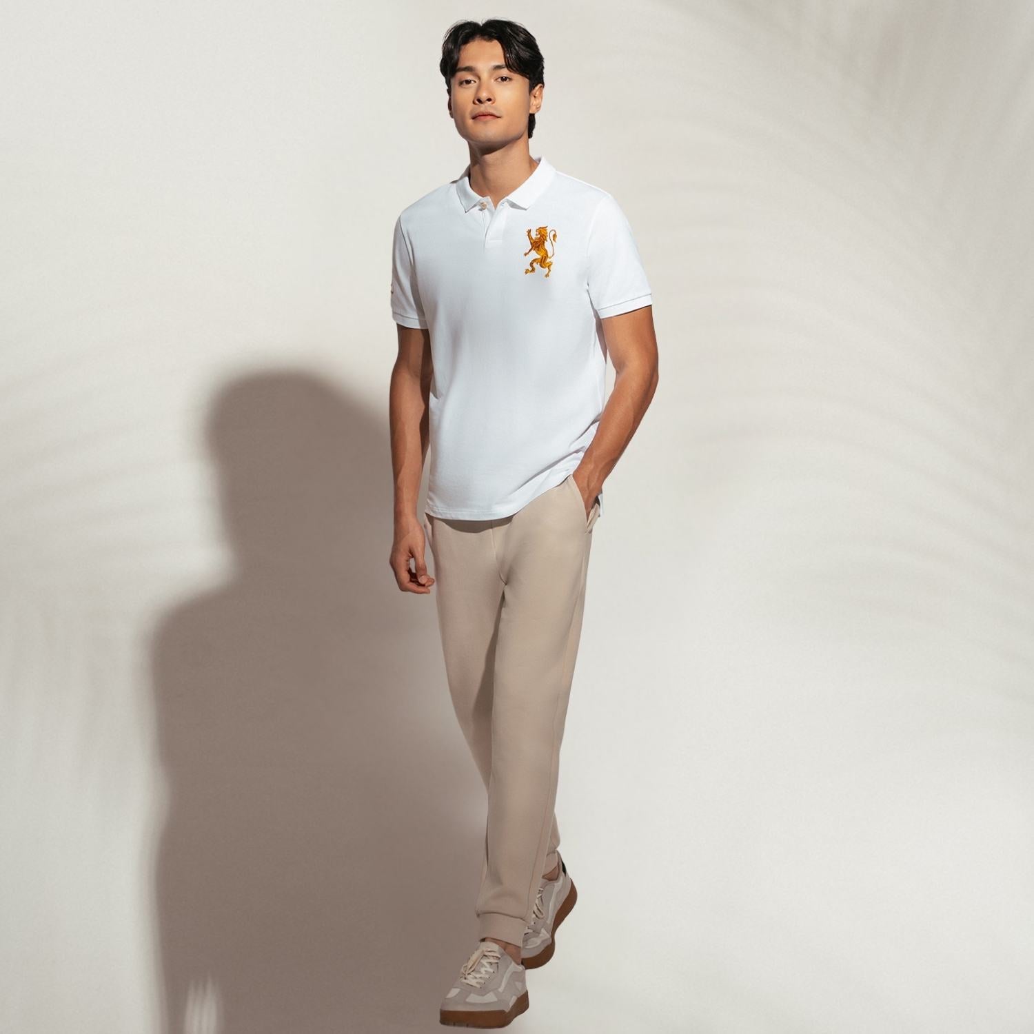 Men’s Slim Fit 3D Lion Lycra Pique Polo