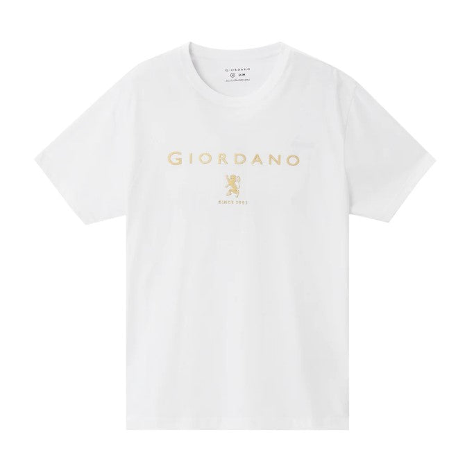 تي شيرت قطني جيرسي بطبعة نحيفة وأكمام قصيرة ورقبة دائرية