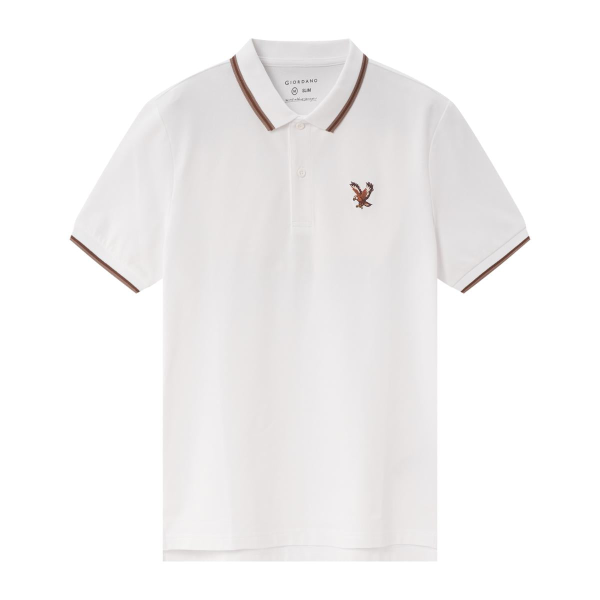 Men's Cotton Lycra Pique Polo - Slim Fit, Eagle Embroidery