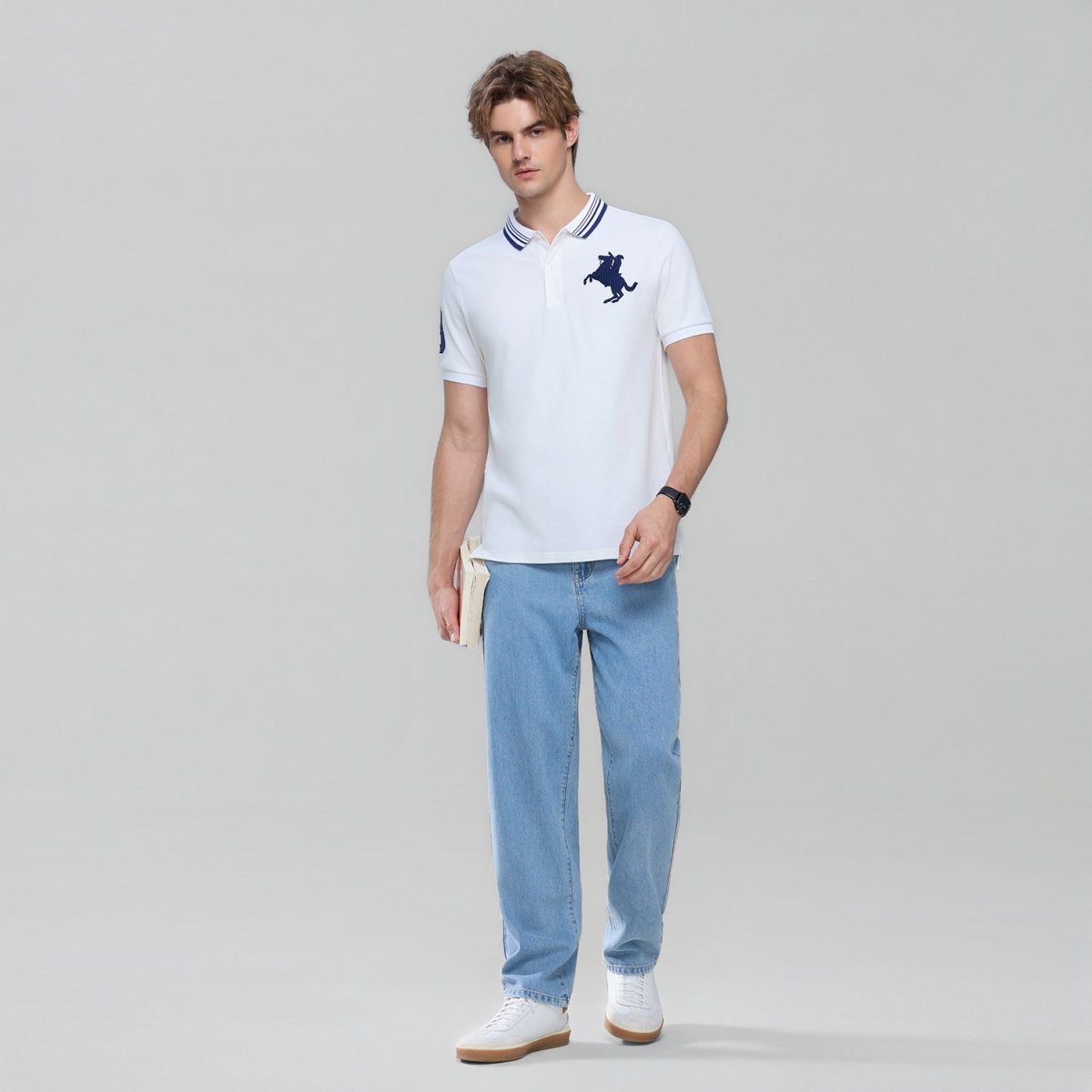 Men's Slim Cotton Lycra Napoleon Polo