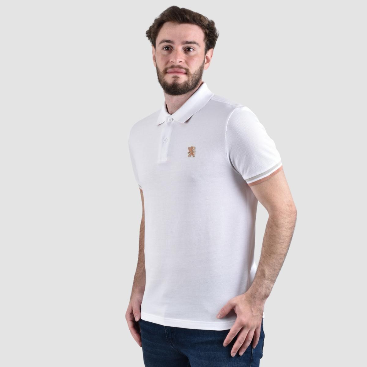 Men's Performance Slim Fit Lion Embroidery Solid Polo