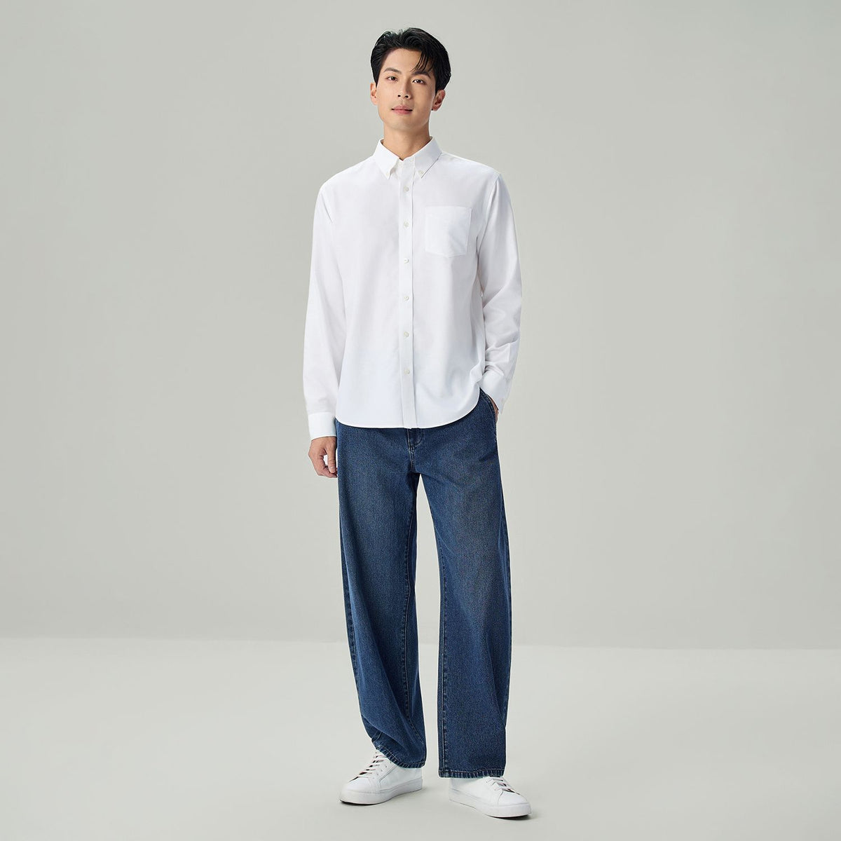 Men’s Cotton Long-Sleeve Wrinkle-Free Shirt