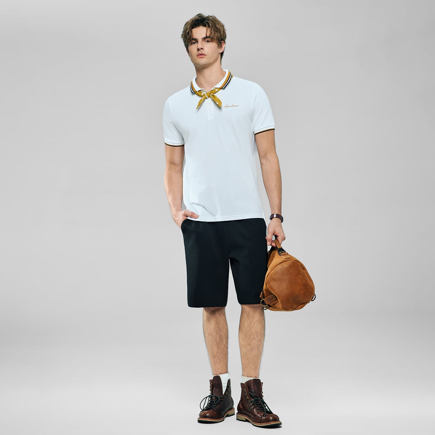 Men’S Slim Pique Polo With Contrast Collar & Signature Embroidery