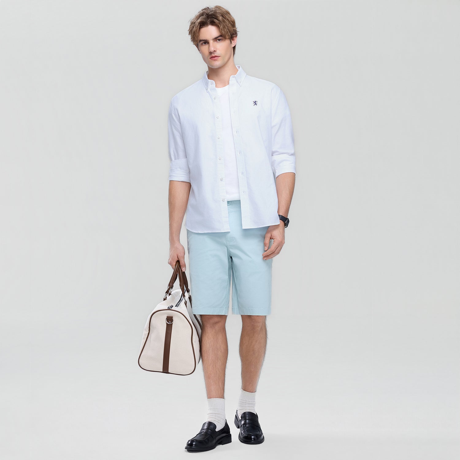 Men's Cotton Slim Oxford Shirt With Embroidery