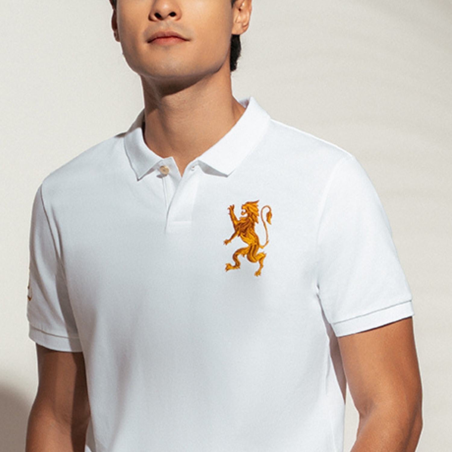 Men’s Slim Fit 3D Lion Lycra Pique Polo