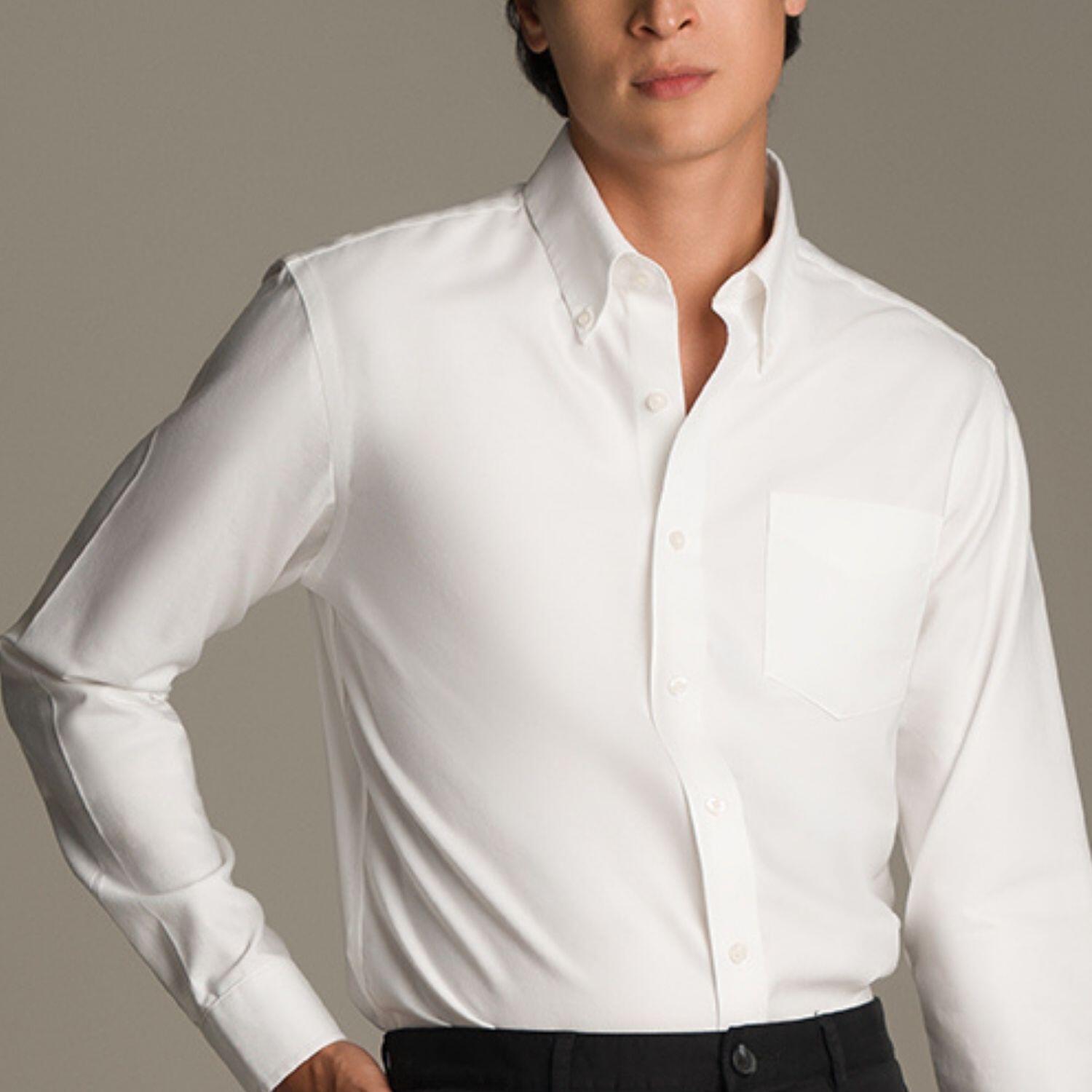 Men's Wrinkle-Free Cotton Oxford Long Sleeve Shirt