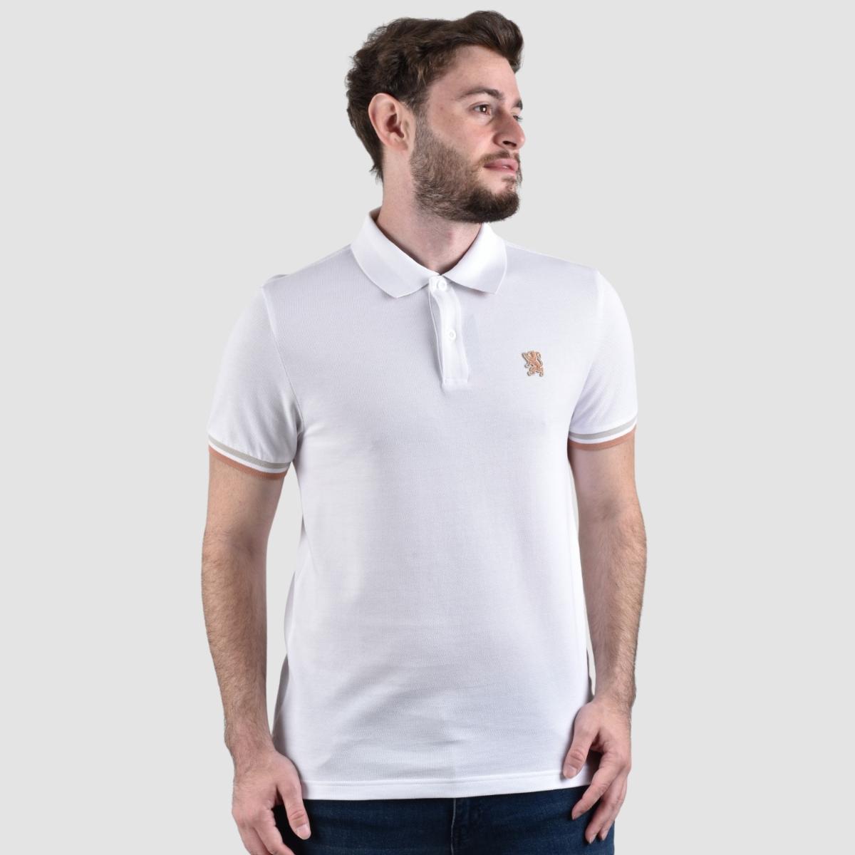 Men's Performance Slim Fit Lion Embroidery Solid Polo