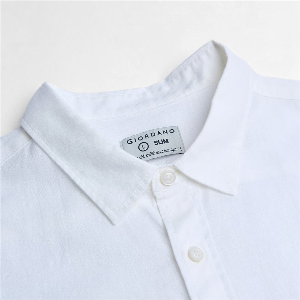 Men's Slim Linen Cotton Short-Sleeve Shirt