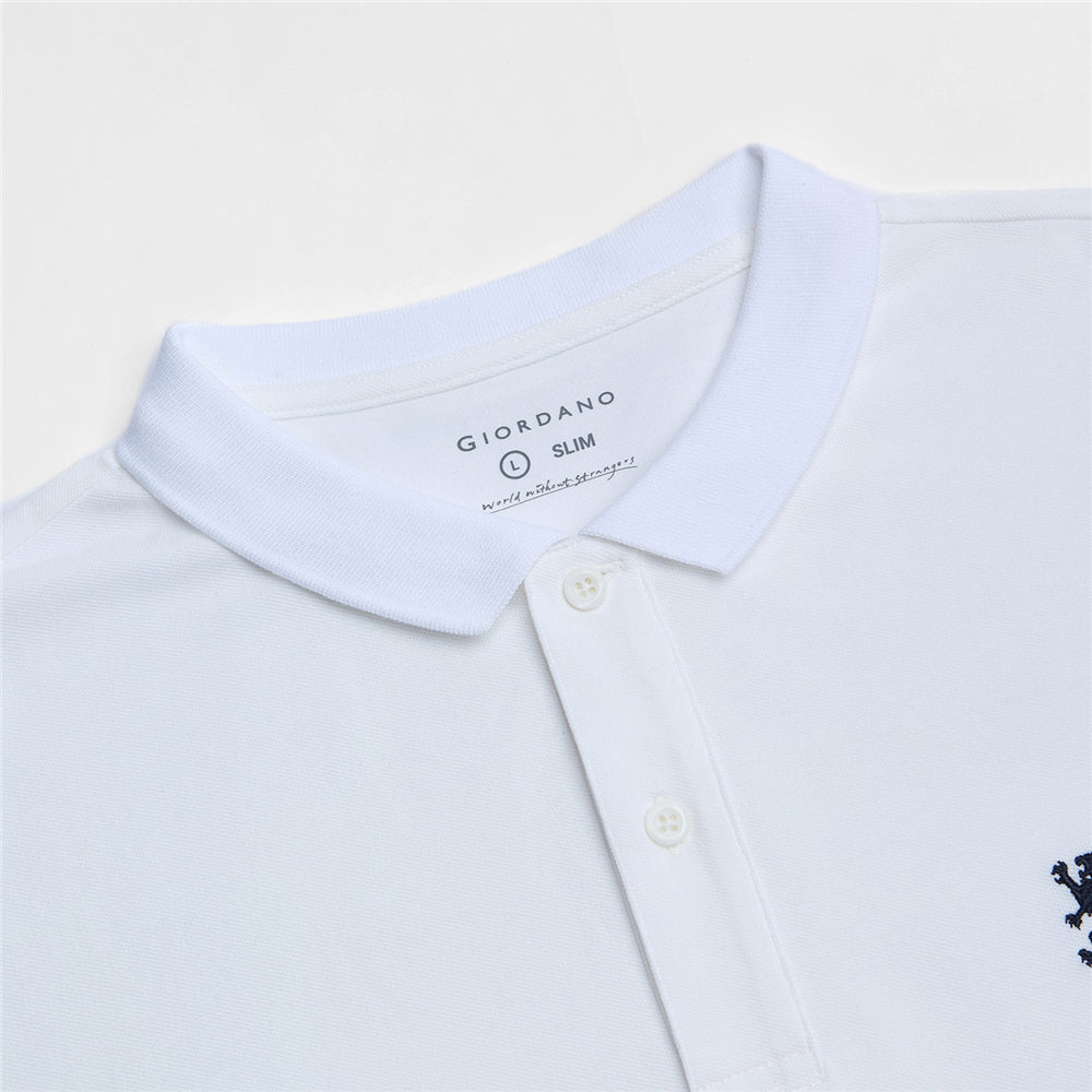 Men's Cotton Slim Pique Polo With Small Lion Embroidery