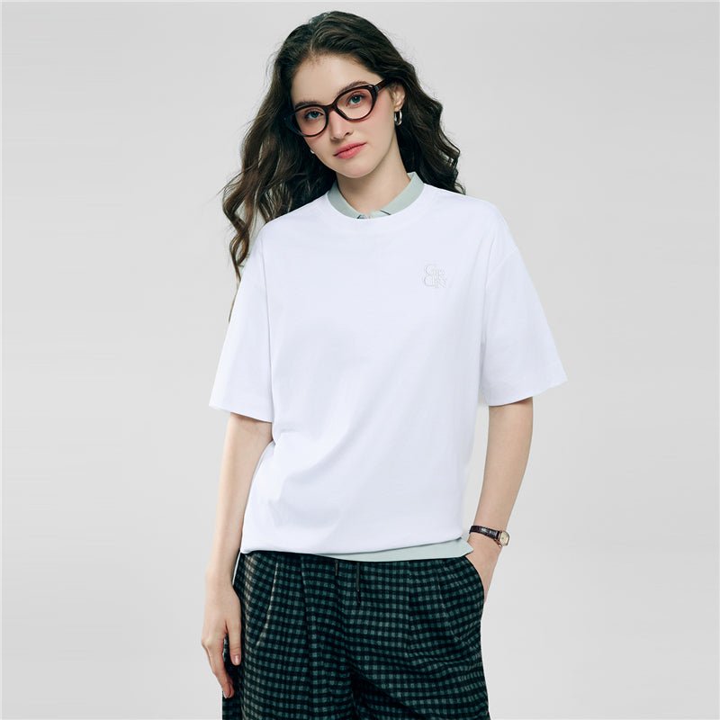Women's Embroidered Cotton Liquid Touch Tee