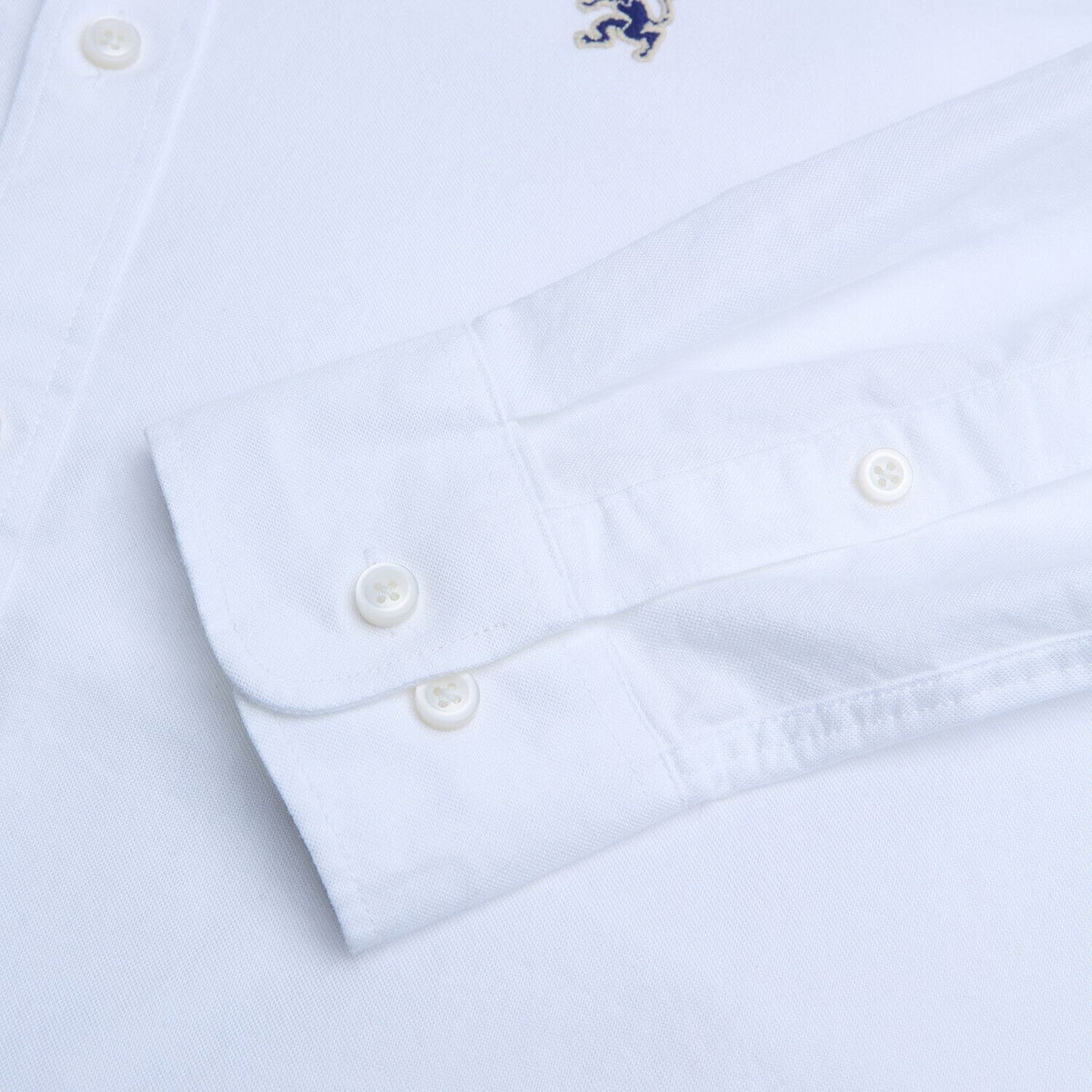 Men's Long Sleeve Slim Fit Cotton Lion Embroidered Oxford Shirt
