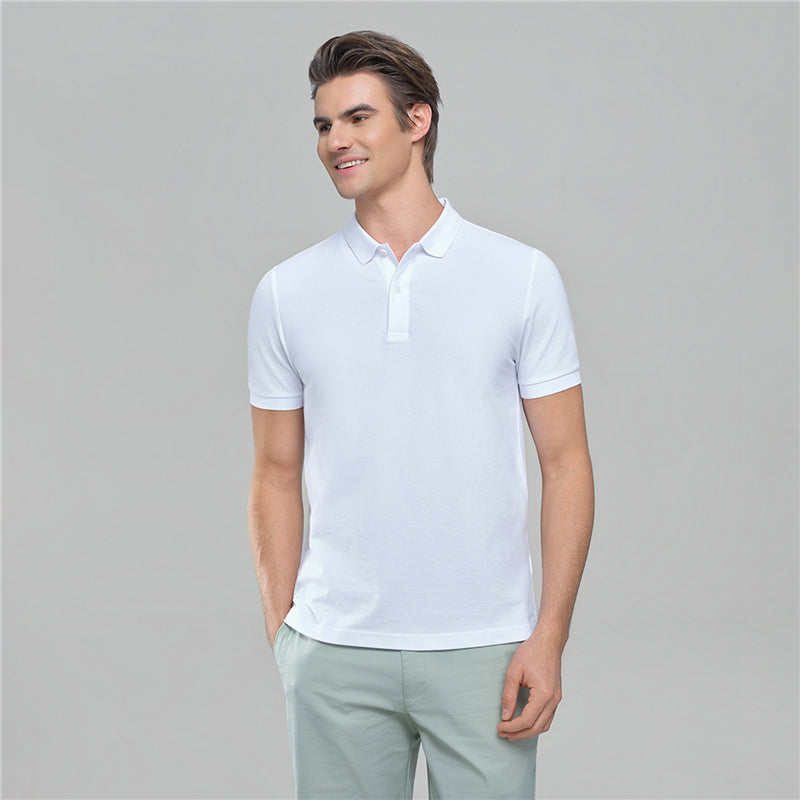 Men’s Slim Solid Pique Cotton Lycra Polo with Flat Knit Collar & Soft Finish
