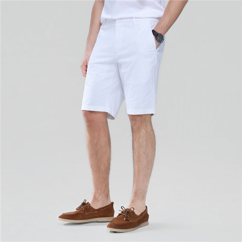 Men's Slim Twill Bermuda Shorts With Stretch Waist
