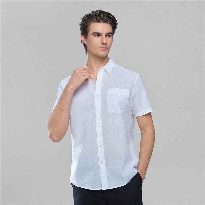 Men's Slim Linen Cotton Short-Sleeve Shirt