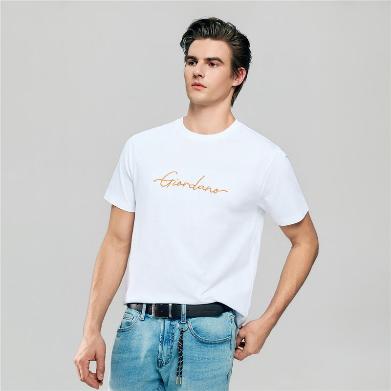 Men’s Slim Fit Cotton Signature Print Tee
