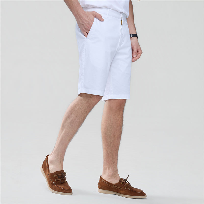 Men's Slim Twill Bermuda Shorts With Stretch Waist