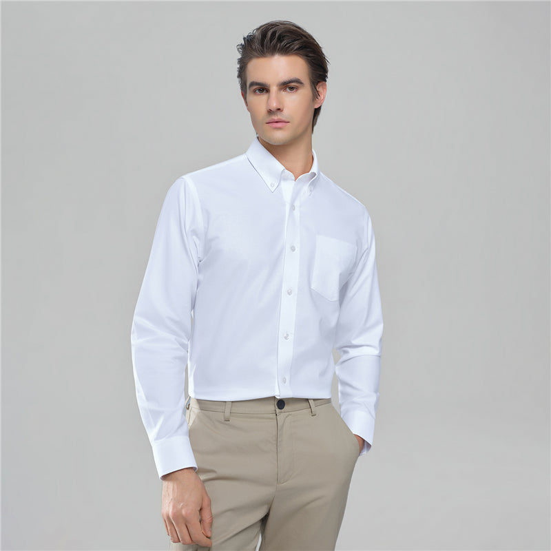 Men’s Cotton Long-Sleeve Wrinkle-Free Shirt