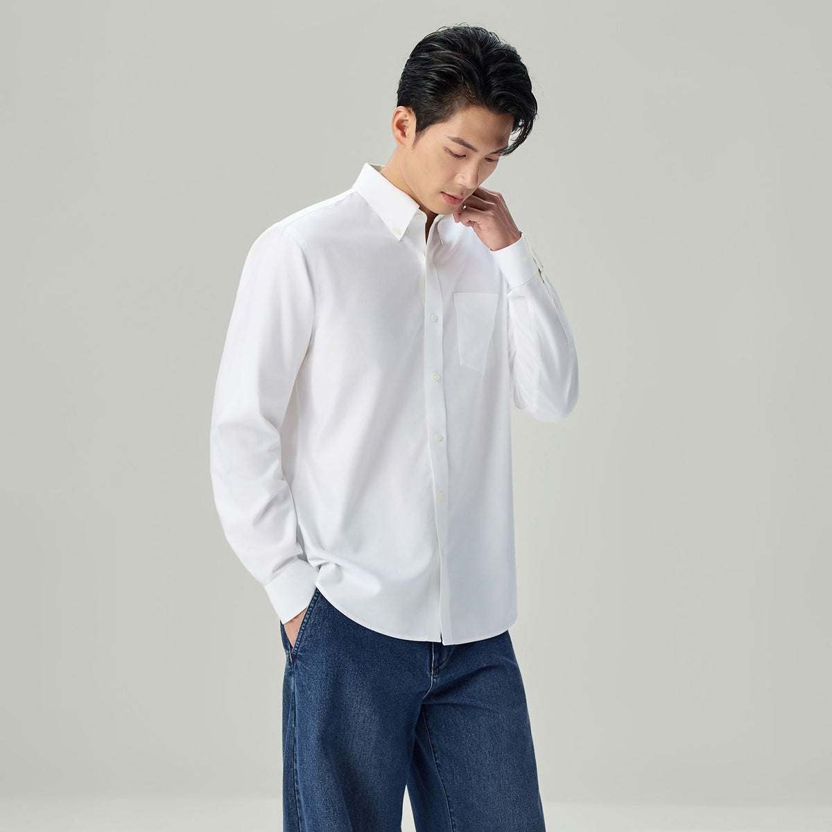Men’s Cotton Long-Sleeve Wrinkle-Free Shirt