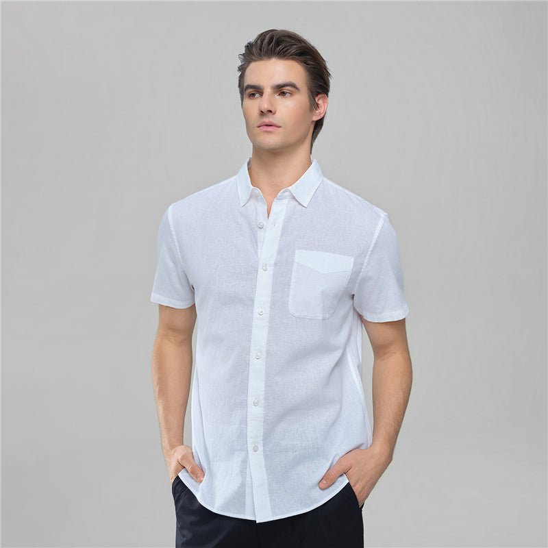 Men's Slim Linen Cotton Short-Sleeve Shirt