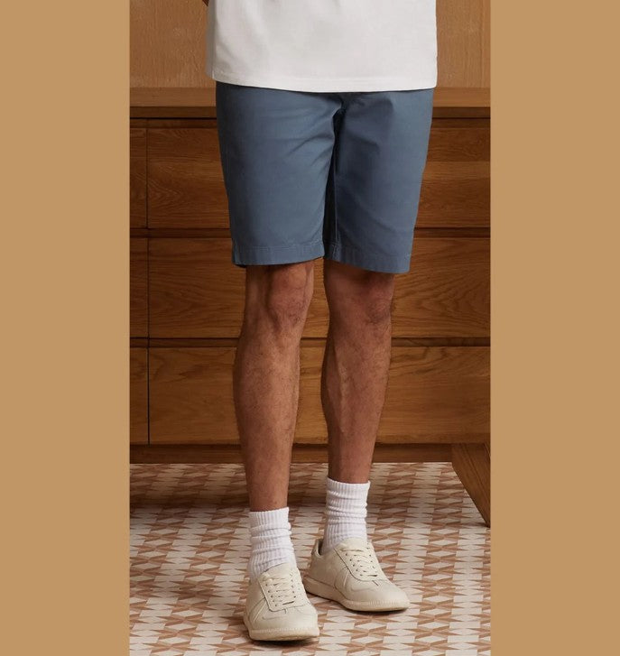 Cotton Twill Mid Rise Slim Triple Elastic Waist Bermuda