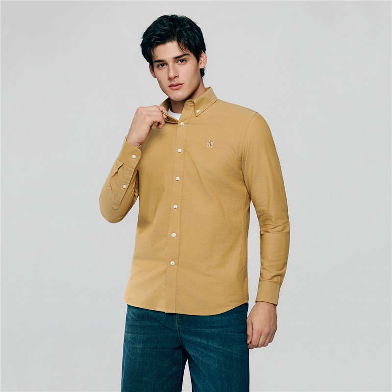Men's Cotton Slim Oxford Shirt With Embroidery