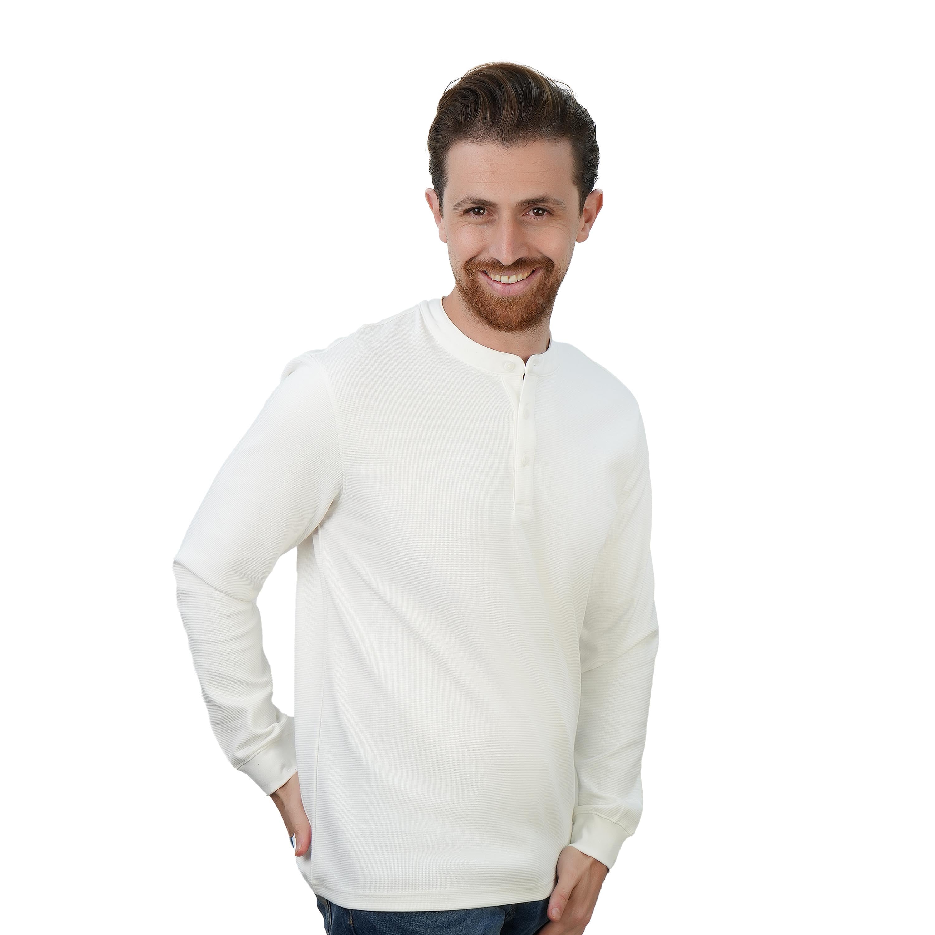 Men's Long Sleeve Stretch Waffle Henley Tee