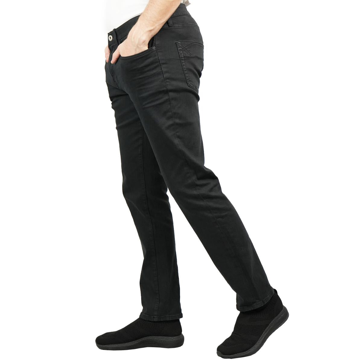 Men’s Stretch Denim Low Rise Skinny Tapered Jeans (180° Expandable Waistband)