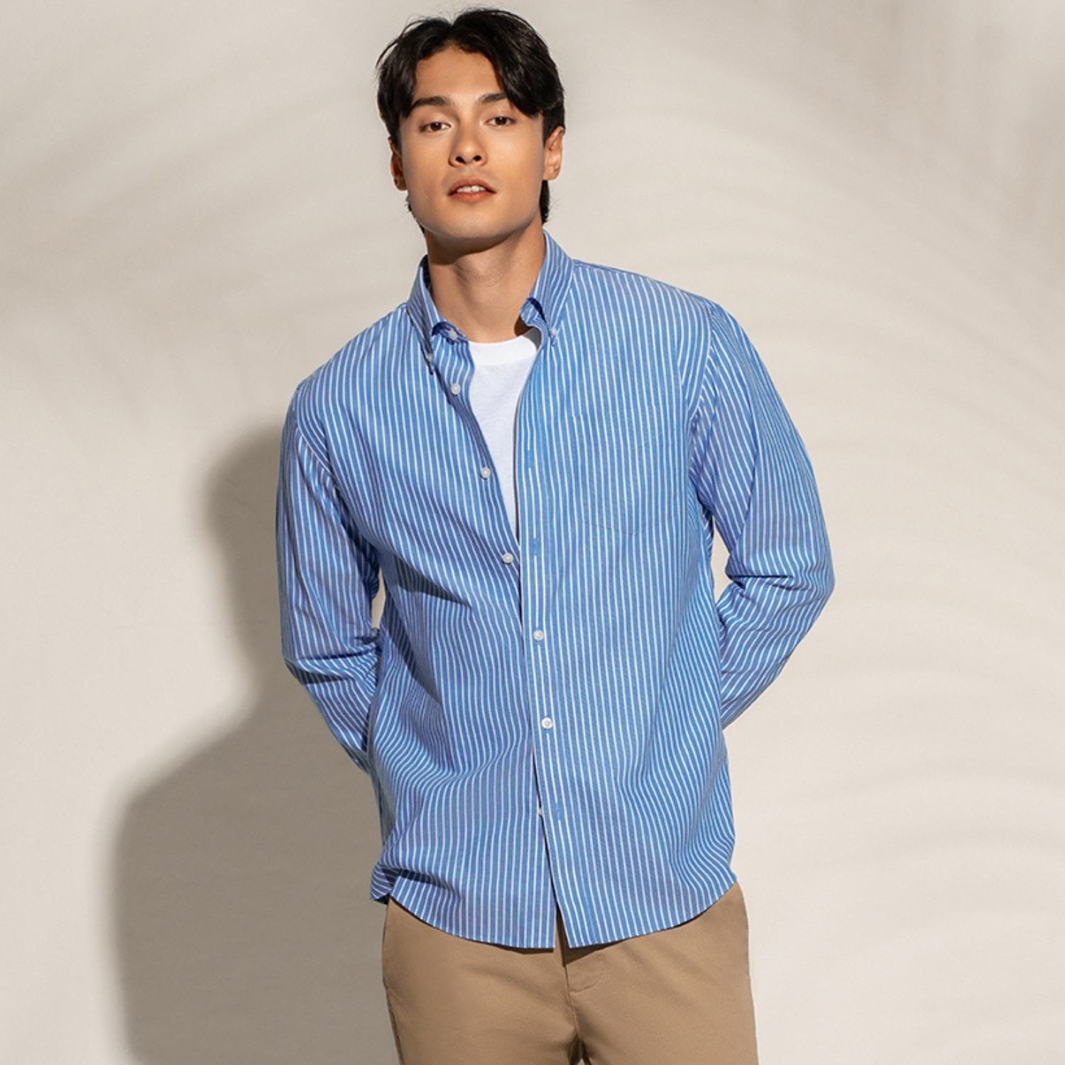 Men’s Cotton Oxford Wrinkle Free Long-Sleeve Shirt