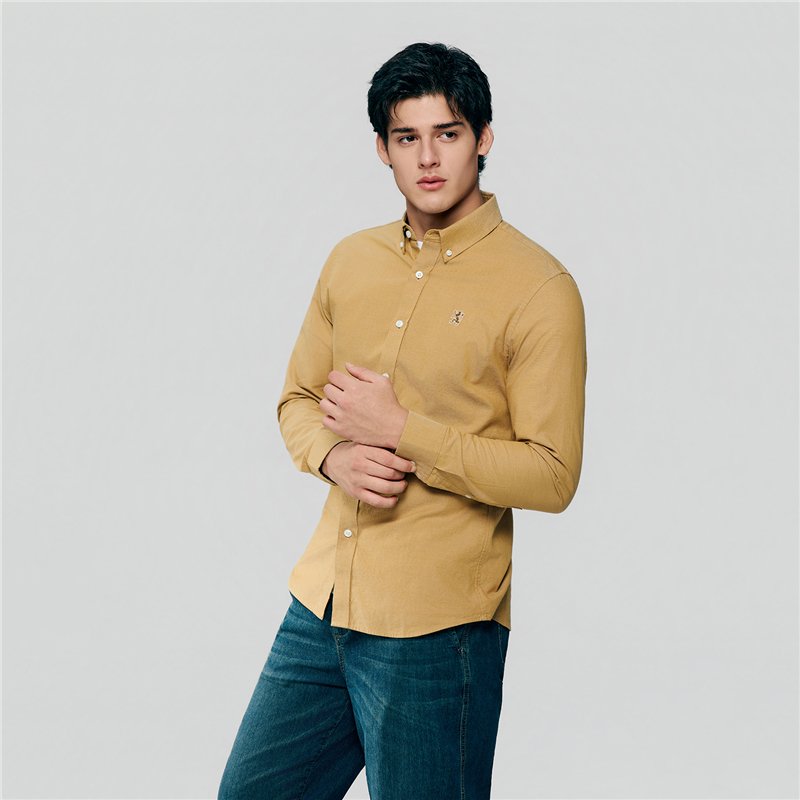 Men's Cotton Slim Oxford Shirt With Embroidery