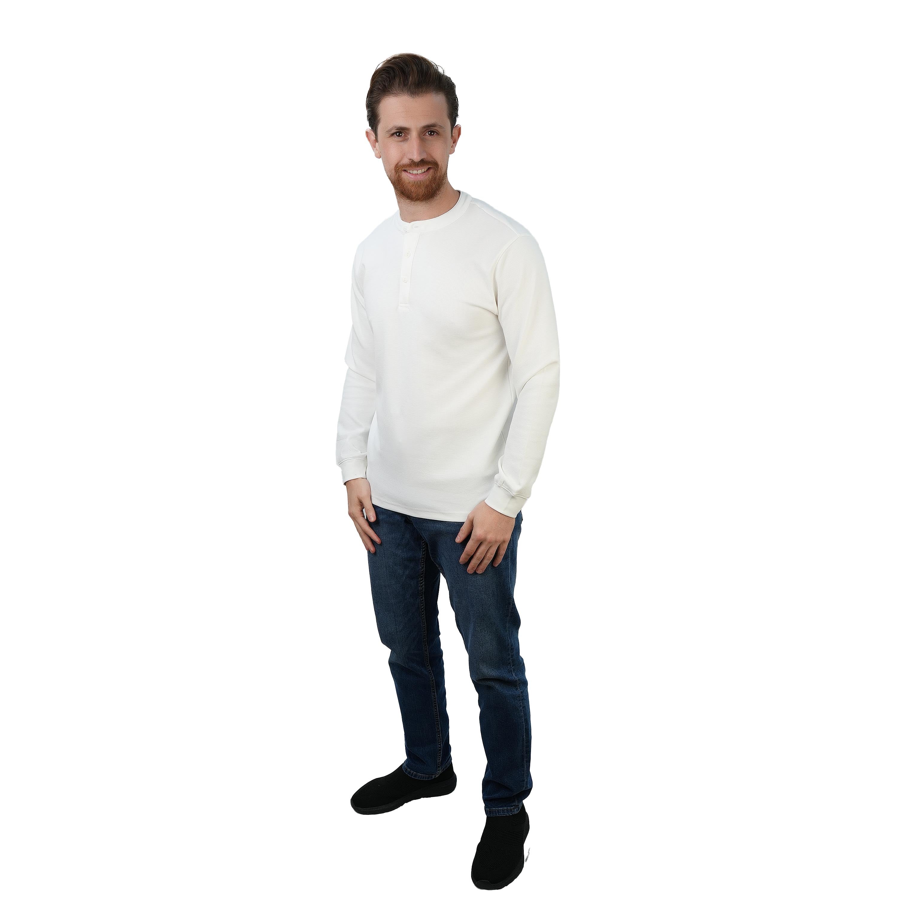 Men's Long Sleeve Stretch Waffle Henley Tee