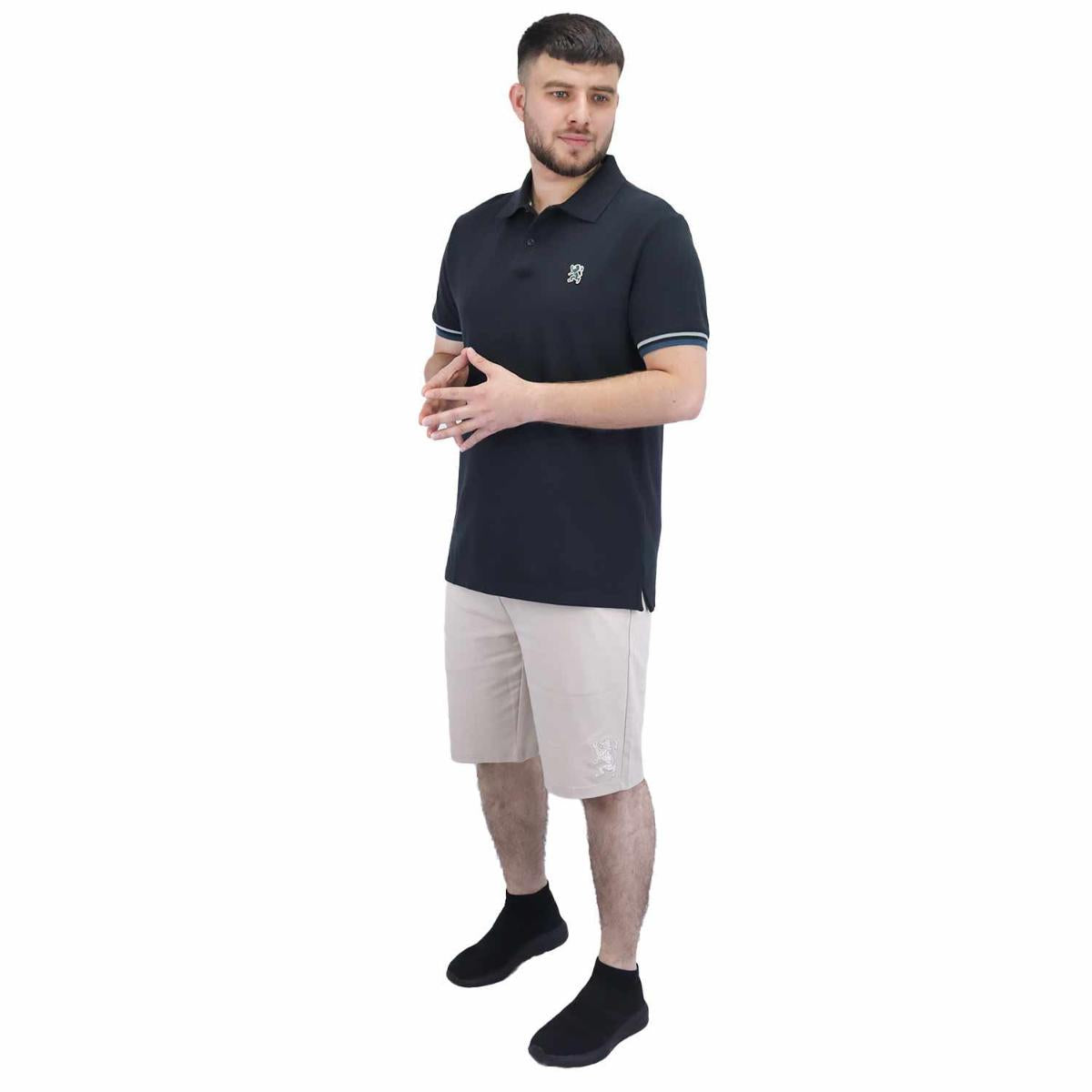 Men's Performance Slim Fit Lion Embroidery Solid Polo