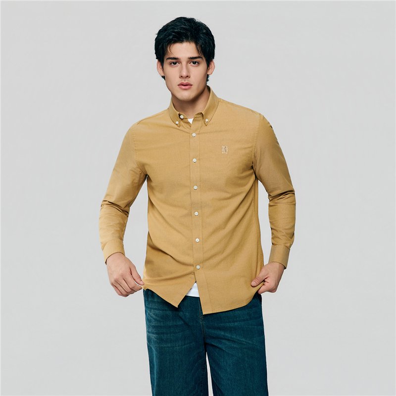 Men's Cotton Slim Oxford Shirt With Embroidery