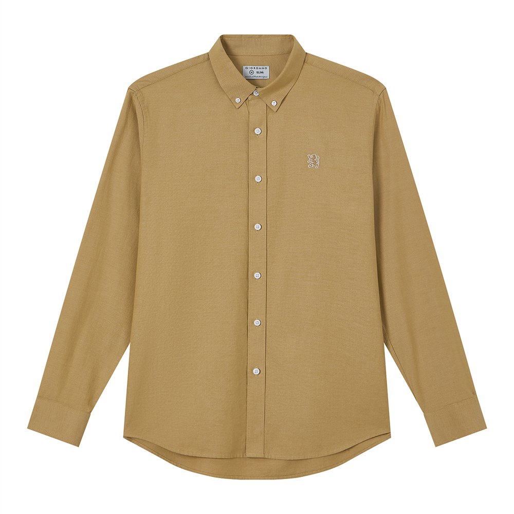 Men's Cotton Slim Oxford Shirt With Embroidery