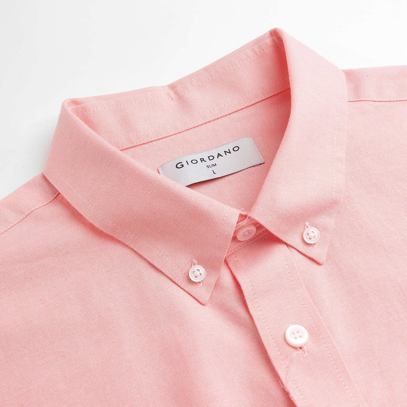 Men's Long Sleeve Slim Fit Cotton Lion Embroidered Oxford Shirt
