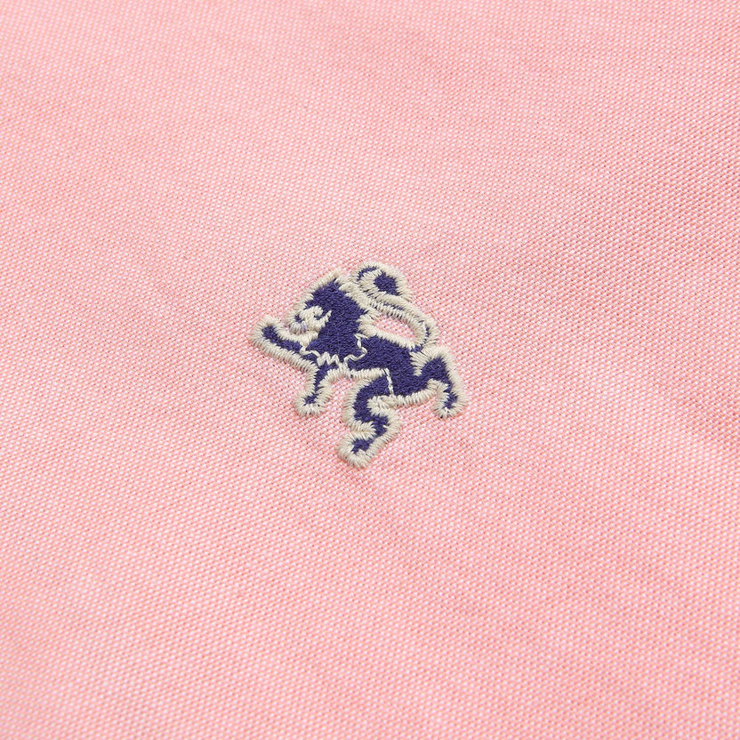 Men's Long Sleeve Slim Fit Cotton Lion Embroidered Oxford Shirt