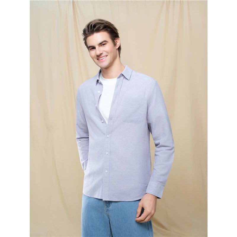 Men's Slim Linen Cotton Solid Shirt