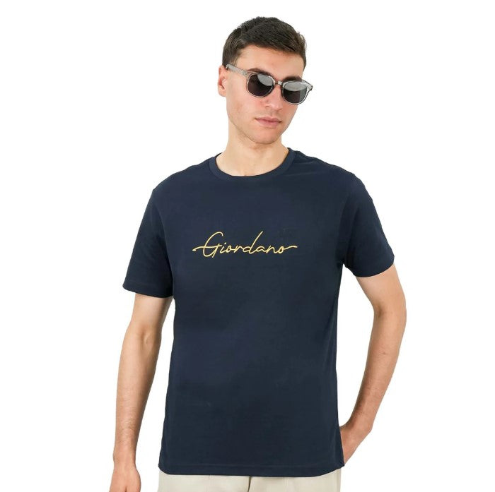 Men's Cotton Crewneck Tee With Signature Print