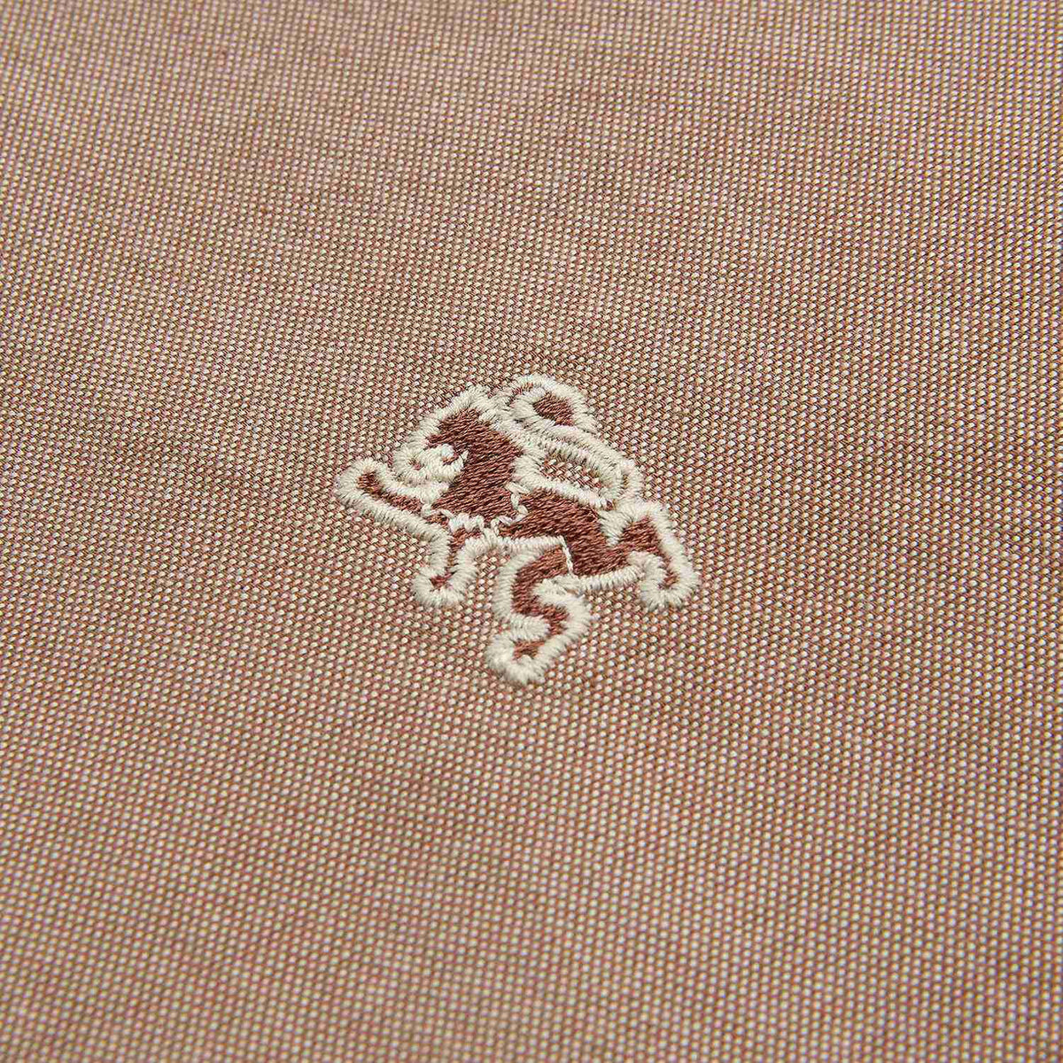 Men's Long Sleeve Slim Fit Cotton Lion Embroidered Oxford Shirt