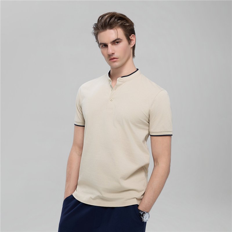 Men's Cotton Jersey Henley Short Sleeve Slim Fit Tee