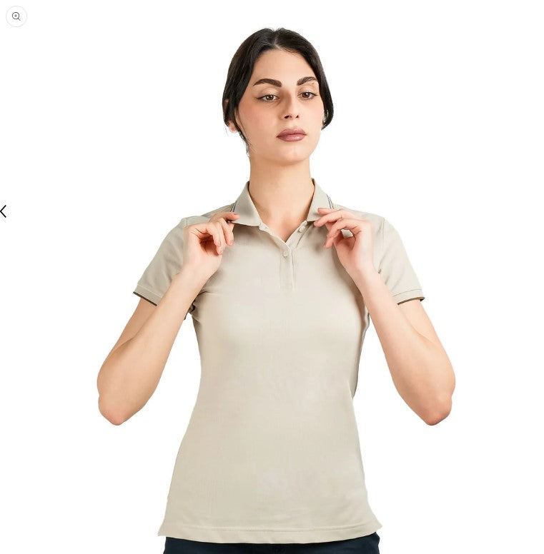 Woman Cotton/Lycra Pique Flat Kint Color Short Sleeve Clase Slim Solid Polo