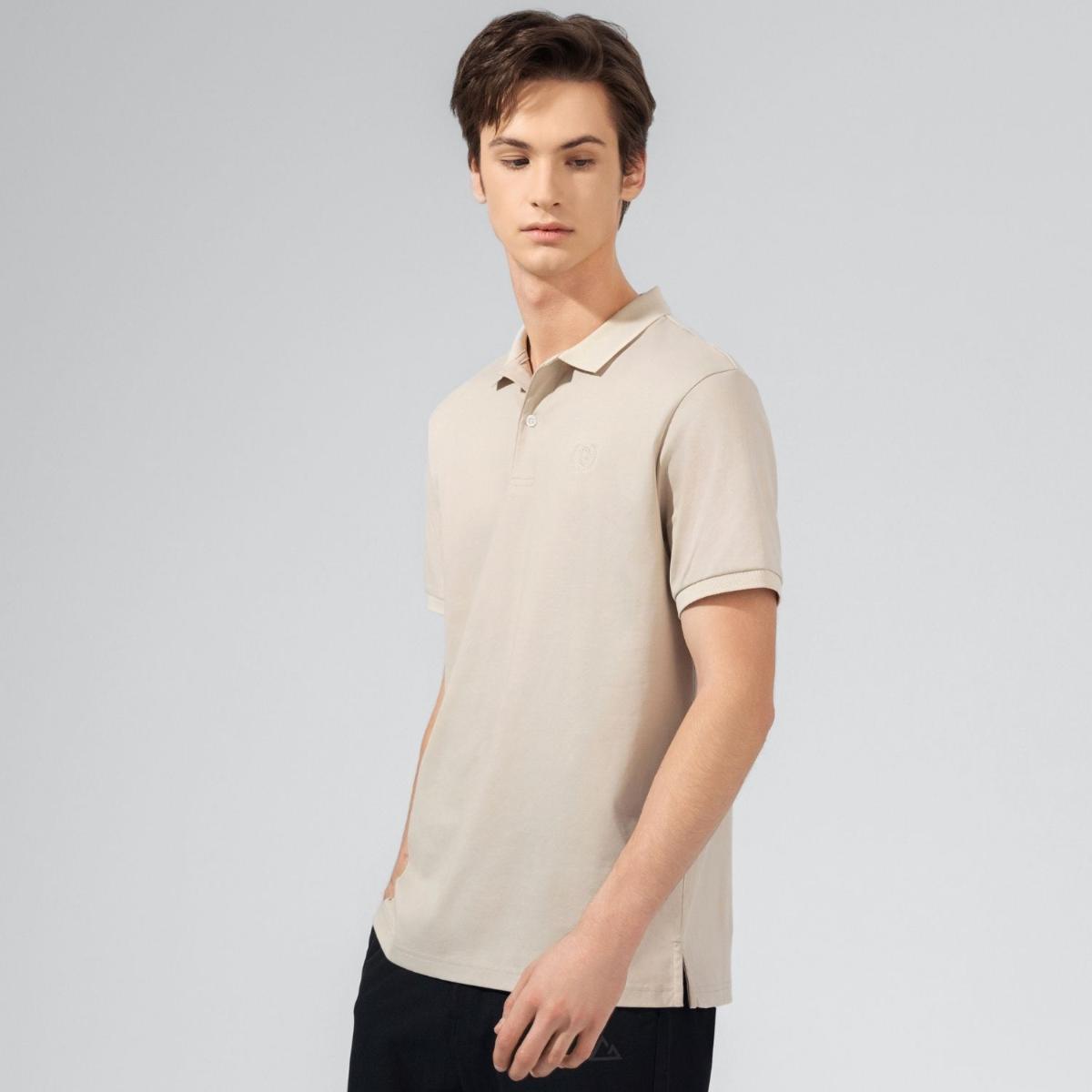 Cotton Interlock Flat Knit Color Short Sleeve Slim Embroidered Solid Polo (Liquid Touch)